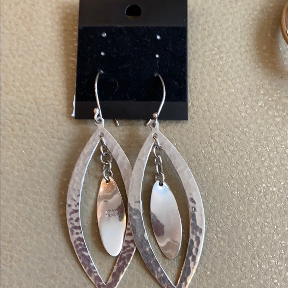 925 Sterling Silver long dangle ovals